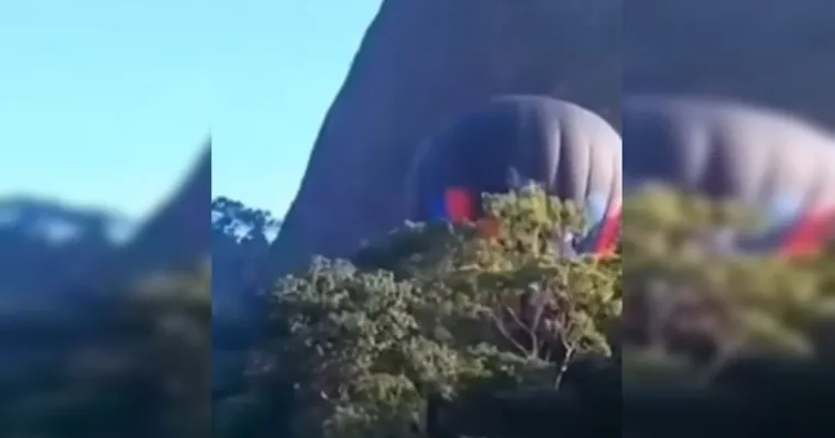 Vídeo: balão com sete tripulantes faz pouso forçado no ES