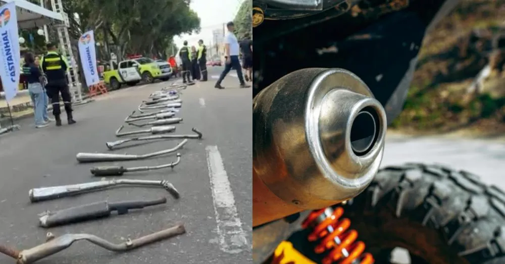 Escapamentos de motos barulhentas são destruídas em Castanhal