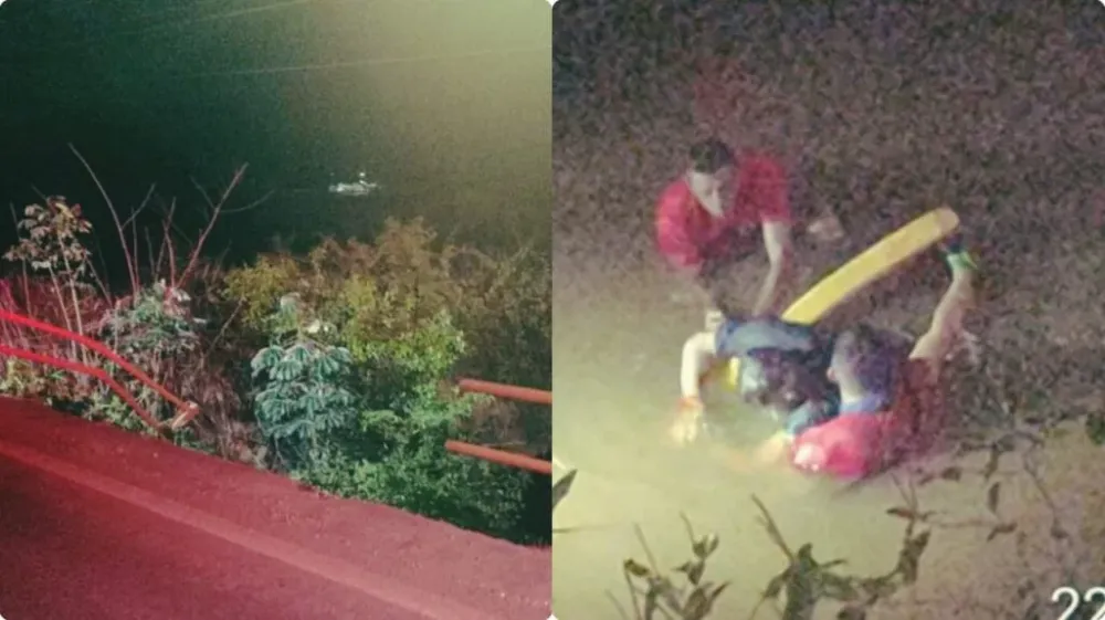 Carro cai em rio na BR-155 após fechada e motorista morre preso ao veículo