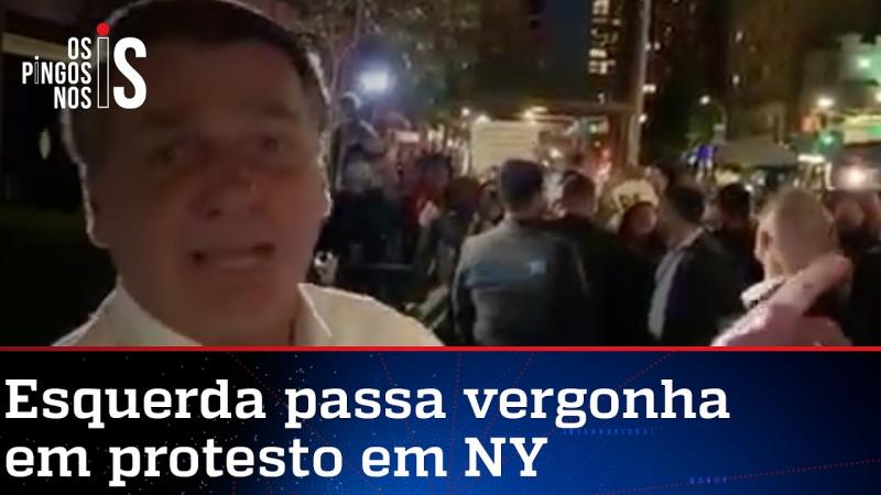 Protesto contra Bolsonaro em NY reúne menos de 10 pessoas, mas imprensa faz ampla cobertura